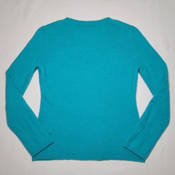 Peck & Peck Cashmere V-Neck Sweater Teal Long Sleeve Womens Size Medium - Picture 7 of 8